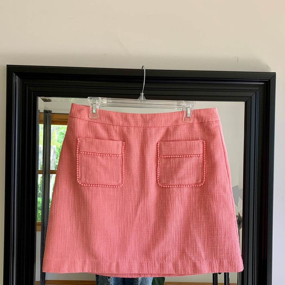 LOFT Pink Tweed Mini Skirt with Front Pockets